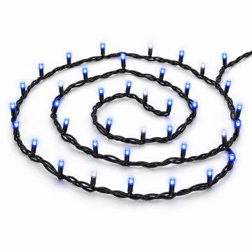 ETTROIT catena luminosa 100 LED 10 m, luce blu, cavo nero, flash bianco