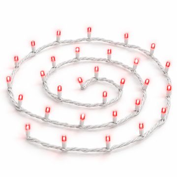 ETTROIT catena luminosa 300 LED 30 m, luce rossa, cavo bianco, flash bianco