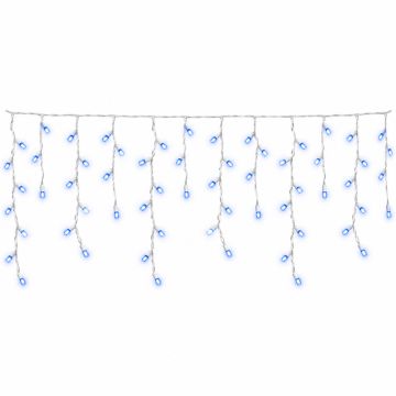 ETTROIT tenda luminosa a cadute alternate 200 LED 5 m, luce blu, cavo bianco, flash bianco