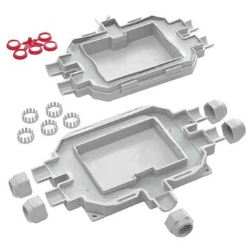 Die Verbindungsdose mit 5 Eingängen Umlaufende Kammer mit Gel vorgefüllt IP68/IP69K Raytech FOX BOX
