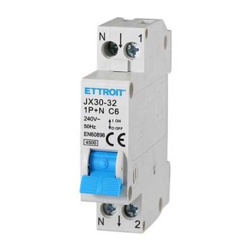 ETTROIT Magnetischer Thermoschalter 1P+N 6A 4,5Ka 220V 1 DIN-Modul JX150640