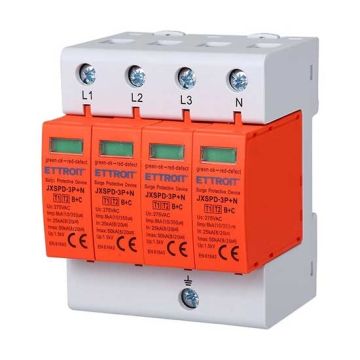 Überspannungsableiter T1+T2 220V 3P+N 3 Pole Belegt 4 DIN-Module Ettroit JXSPD-3P+N