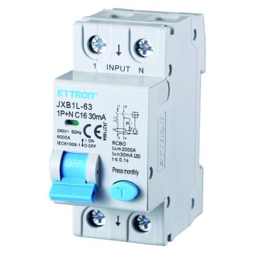 ETTROIT Differenzialer magnetischer Thermoschalter 1P+N 16A 30mA 220V-6KA KLASSE A JX271664