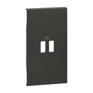 Abdeckung Bticino Living Now für USB-Ladegerät, 2 module, Schwarz KG12C
