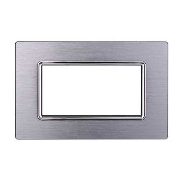 Kompatible Abdeckrahmen Bticino Livinglight 4 module aluminium satiniert silber glänzend farbe