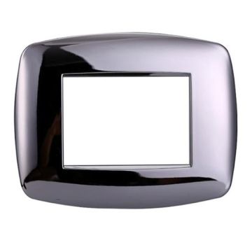 Ettroit Bticino Livinglight kompatible Platte 3 schlanke Kunststoffmodule, glänzende Chromfarbe - LN87313