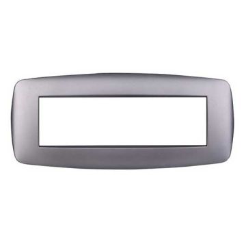 Ettroit Bticino Livinglight kompatible Platte 7 schlanke Kunststoffmodule, silberne Farbe – LN87706
