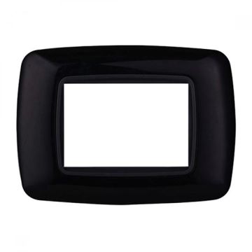 Ettroit-kompatible Bticino Livinglight 3-Modul-abgerundete Kunststoffplatte, schwarze Farbe – LN88302