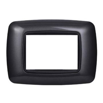 Ettroit Bticino Livinglight kompatible Platte 3 Module, abgerundeter Kunststoff, Graphitfarbe, dunkler Stahl – LN88307