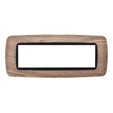 Ettroit Bticino Livinglight kompatible Platte 7 Module abgerundeter Kunststoff in heller Holzfarbe - LN88710