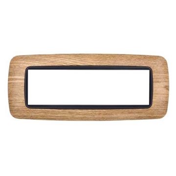 Ettroit Bticino Livinglight kompatible Platte 7 Module abgerundeter Kunststoff dunkle Holzfarbe - LN88705