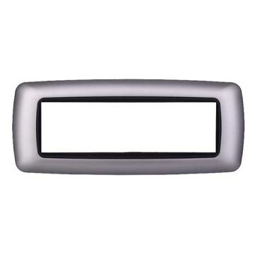 Ettroit Bticino Livinglight kompatible Platte 7 Module abgerundeter Kunststoff silberfarben - LN88706