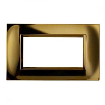 Kompatible Abdeckrahmen Bticino Livinglight 4 module quadratischer Kunststoff gold glänzend Farbe