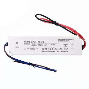 Meanwell LPV-100-24 Schaltnetzteil mit Einzelausgang, 24V 100.8W 4.5A wasserdicht IP67