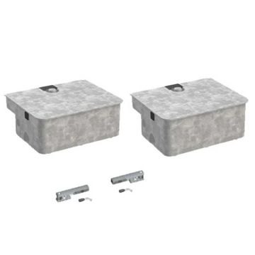 ROGER FU101 Kit mit 2 Fundamentkästen aus verzinktem Stahl mit Hebelentriegelung