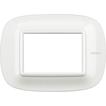 Bticino axolute - 3-Modul-3P-Ellipsenplatte aus weißem Axolute-Metall