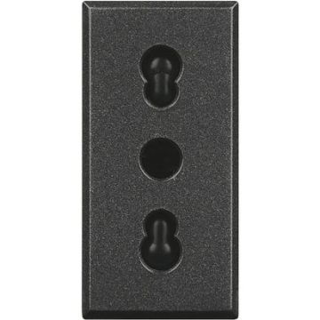 Bticino Axolute-Serie – 2P+E 10/16A Bypass-Steckdose, Mittenabstand 19–26 mm, Farbe Anthrazit