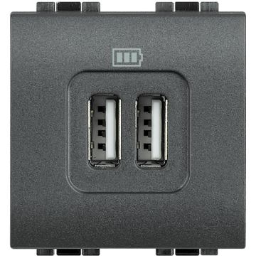 Bticino L4285C2 LL - USB-Schnellladegerät 2 anthrazitfarbene Steckdosen Living Light 2 Module