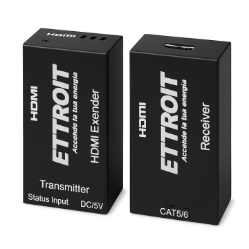 ETTROIT 4K HDMI Extender auf 60m LAN-Kabel, TX-RX UTP CAT6 POE-Kit, POC Loop-Out ET5003