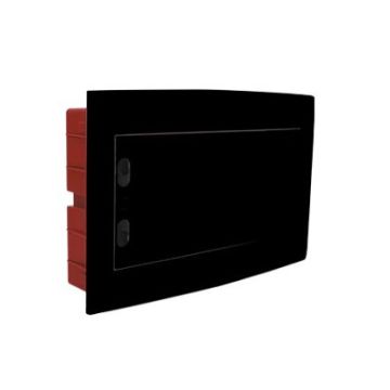 ETTROIT 8-Modul IP40 Unterputz-Elektroverteiler, schwarz mit transparenter Rauchglastür - DB110908B
