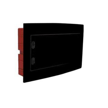 ETTROIT 12-Modul-Unterputz-Elektroverteiler IP40, schwarz mit transparenter Rauchglastür - DB110912B
