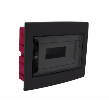 ETTROIT 18-Modul IP40 Unterputz-Elektroverteiler, schwarz mit getönter transparenter Tür - DB110918B