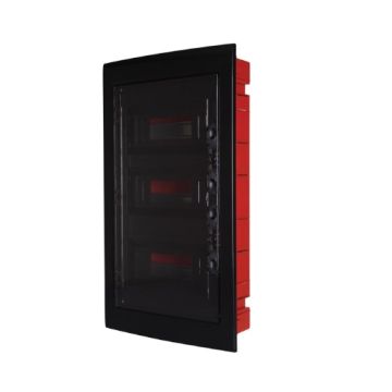 ETTROIT 36-Modul IP40 Unterputz-Elektroverteiler, schwarz mit getönter transparenter Tür - DB110936B