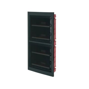 ETTROIT 72-Modul IP40 Unterputz-Elektroverteiler, schwarz mit transparenter Rauchglastür - DB110972B