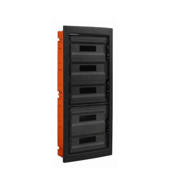 ETTROIT 90-Modul-Unterputz-Elektroverteiler IP40, schwarz mit transparenter Rauchglastür - DB110990B