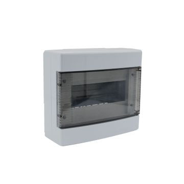 ETTROIT 8-Modul-Wandverteiler IP40 weiß RAL 91682 mit transparenter Rauchglastür - DB111908