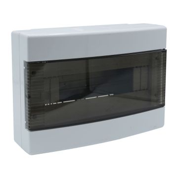 ETTROIT 12-Modul-Wandverteiler IP40 weiß RAL 91682 mit transparenter Rauchglastür - DB111912