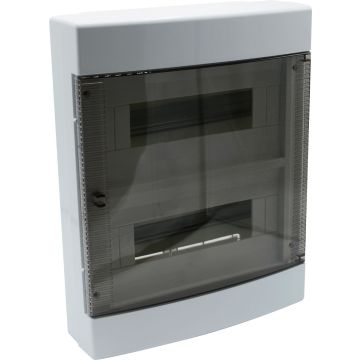 ETTROIT 24-Modul-Wandverteiler IP40 weiß RAL 91682 mit transparenter Rauchglastür - DB111924