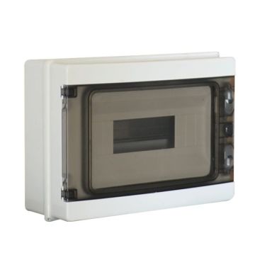 ETTROIT 12-Modul-Wandbedienfeld, wasserdicht, IP65, RAL 7035 Grau, mit getönter transparenter Tür - DB120912
