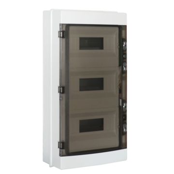 ETTROIT 36-Modul-Wandbedienfeld, wasserdicht, IP65, RAL 7035 Grau, mit getönter transparenter Tür - DB120936