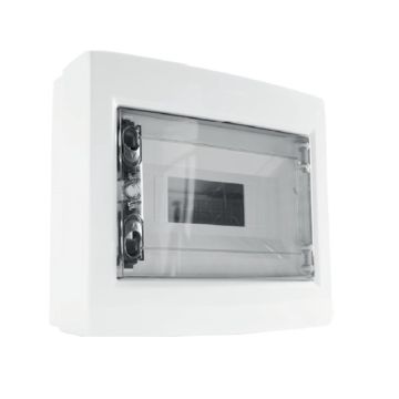 ETTROIT 8-Modul-Wandverteiler IP40, RAL 7030 Grau, mit getönter transparenter Tür - DB130908