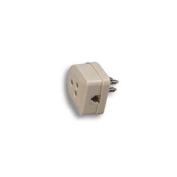 FANTON 22170 Dreipoliger Telefonstecker + dreipolige Steckdose + Buchse für 6/4 c-Steckerverbindung.