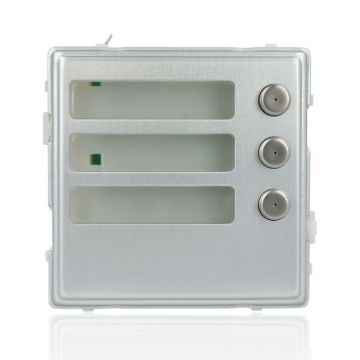 URMET 1148/13 – Sinthesi S2-Modul aus eloxiertem Aluminium, drei Ruftasten aus poliertem Stahl