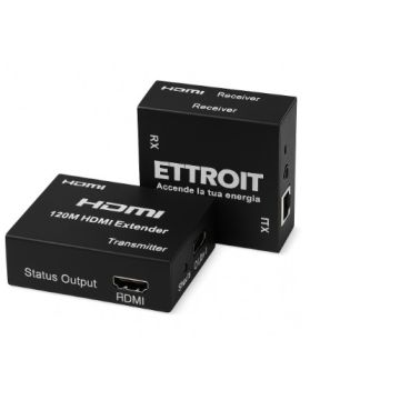 ETTROIT 4K HDMI Extender auf 120m LAN-Kabel, TX-RX UTP CAT6 POE-Kit, POC Loop-Out ET5004