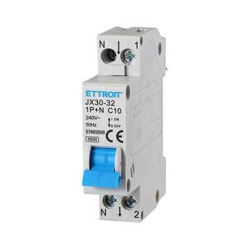 Ettroit Magnetischer Thermoschalter 1P+N 10A 4,5Ka 220V 1 DIN Modul JX151040