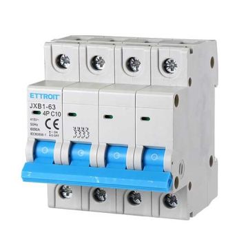 ETTROIT Automatischer thermischer Magnetschalter 4P 10A 380V 6Ka 4 DIN-Module JX141060