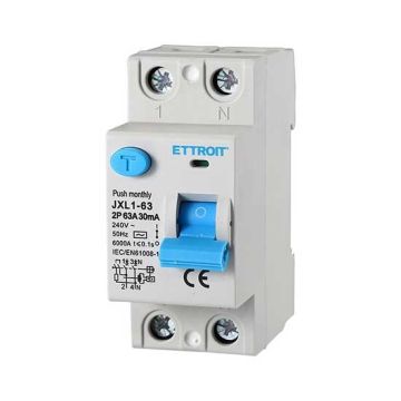 ETTROIT Pure Differenzialschalter 2P 63A 6kA 30mA 220V Lebensretter 2 DIN-Module JX326361