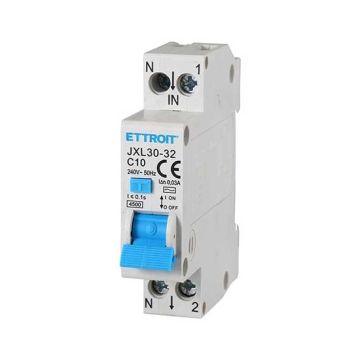 ETTROIT Fehlerstromschutzschalter 1P+N 10A C10 4,5kA 30mA 220V 1 DIN-Modul JX251040