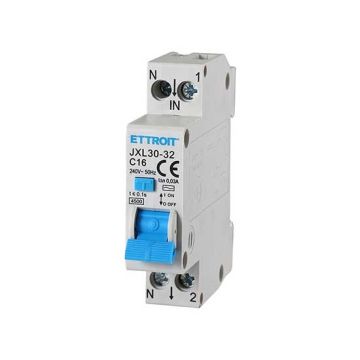 ETTROIT Fehlerstromschutzschalter 1P+N 16A C16 220V 4,5kA 30mA 1 DIN-Modul JX251640
