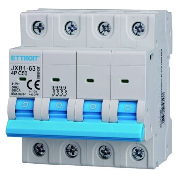 ETTROIT 4P C50 50 A 6 kA IEC60898-1 JX145060 Vierpoliger Leitungsschutzschalter