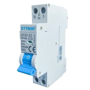 ETTROIT Magnetothermischer Schalter 1P+N 10A 220V 6KA 1 DIN-Modul JX151060