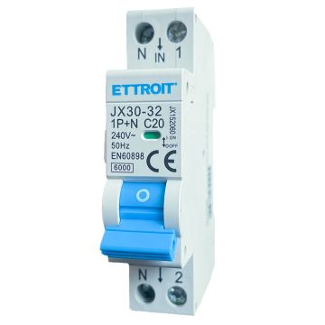 ETTROIT Magnetothermischer Schalter 1P+N 20A 220V 6KA JX152060