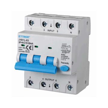 ETTROIT Differenzialer magnetischer Thermoschalter 3P+N 10A 30mA 380V-6KA 4 DIN-Module JX261061