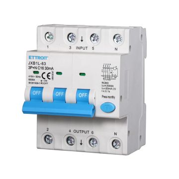 ETTROIT Differenzialer magnetischer Thermoschalter 3P+N 16A 30mA 380V-6KA 4 Module DIN JX261661
