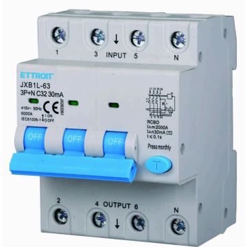 Ettroit Differenzialer magnetischer Thermoschalter 3P+N 32A 30mA 380V-6KA JX263261
