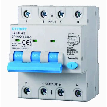 ETTROIT FI/LS-Schalter elektronisch 3P+N C40 40 A Typ A 30 mA 6 kA JX264064
